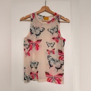 Juliet Johnstone mesh butterfly tank top
